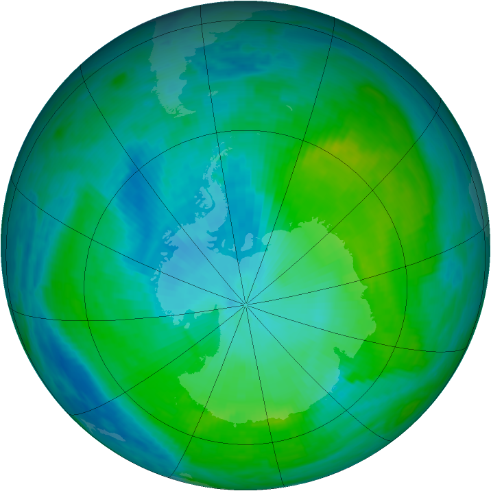 Antarctic ozone map for 02 February 1990